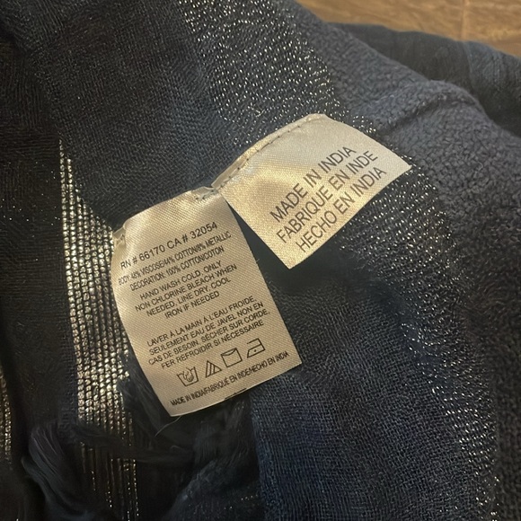 Navy Blue and Silver Infinity Scarf, One Size - Picture 5 of 6